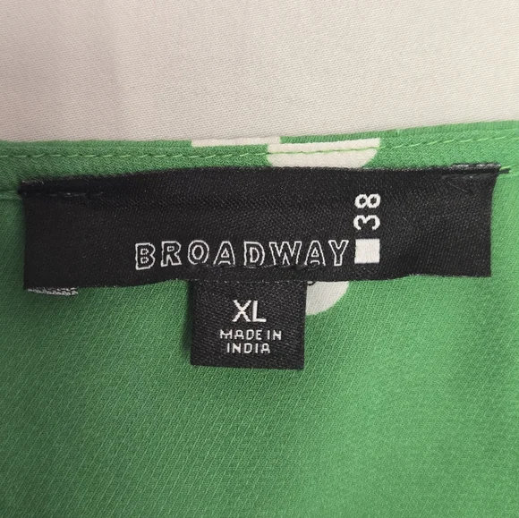 Broadway 38 Green Polka Dot Tie-Front Blouse xl - Picture 6 of 8
